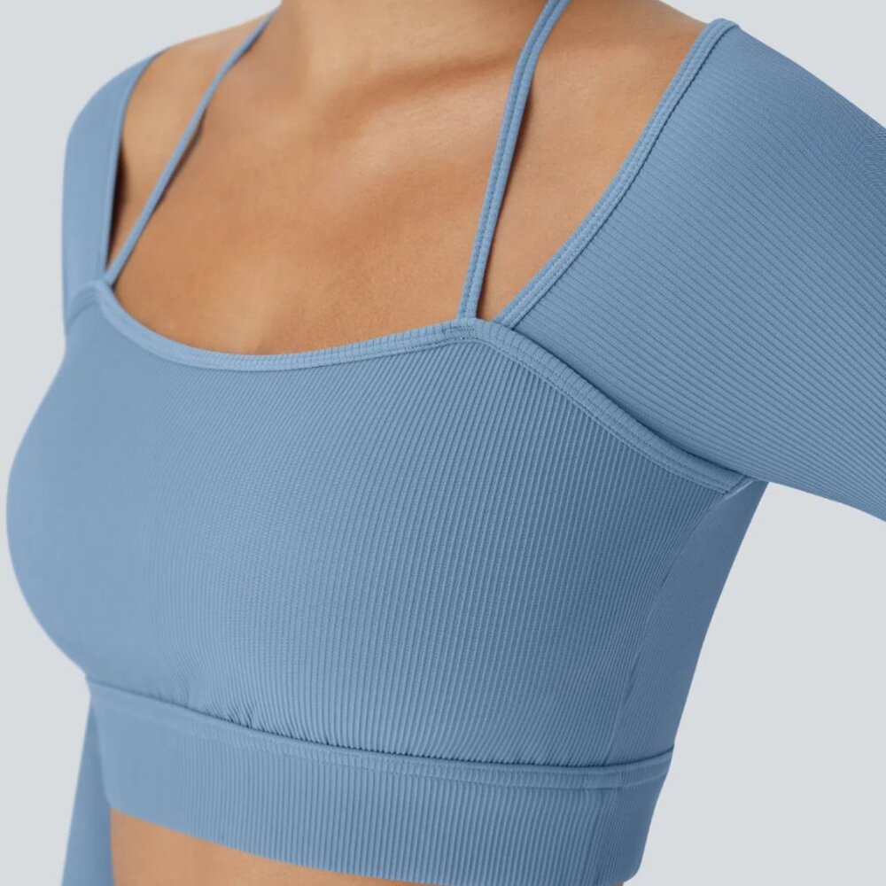 Halara Periwinkle Long Sleeve Blue Crop Top - M
